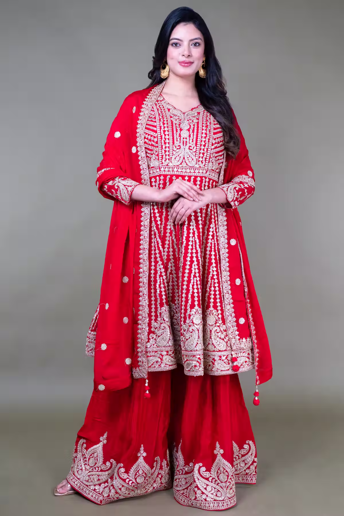 Red Paplom Suit With Sarara